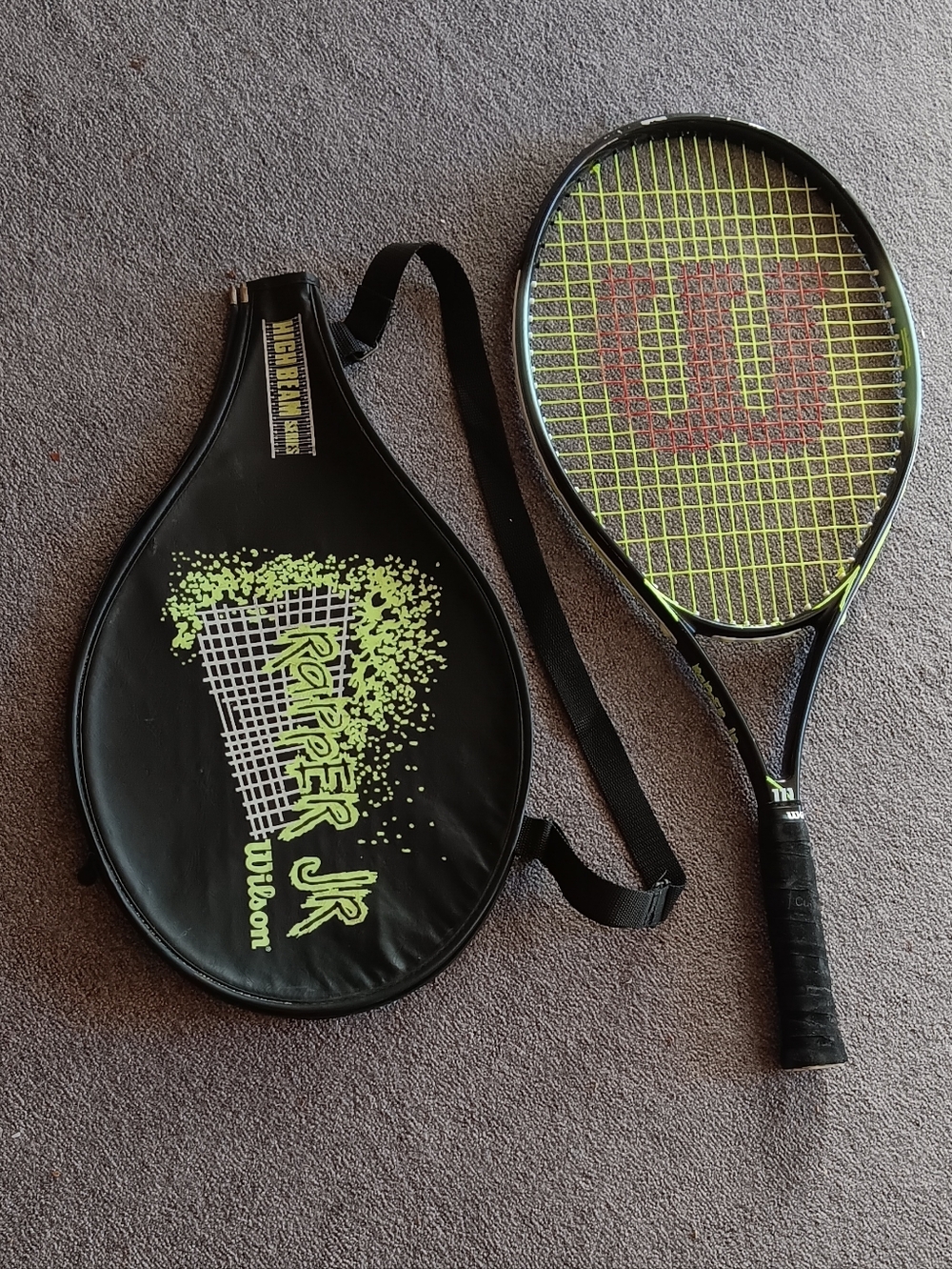Wilson Rapper Junior Tennis Racket with Black and Neon Green Accents